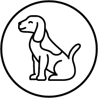line drawing of a friendly dog in a circular design perfect for pet lovers and four legged friends