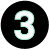 number four in a black circle design representing the concept of three dimensions or three elements